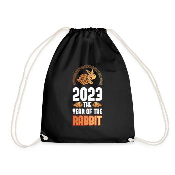 2023 The year of the rabbit Chinese Zodiac - Drawstring Bag - black - Front