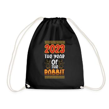 2023 The year of the rabbit Chinese Zodiac - Drawstring Bag - black - Front
