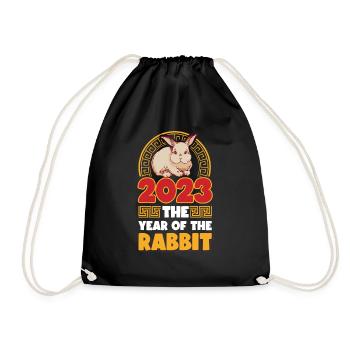 2023 The year of the rabbit Chinese Zodiac - Drawstring Bag - black - Front