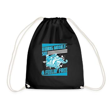 Riding Mobile-Ski & Feelin Free Funny Snowmobile - Drawstring Bag - black - Front