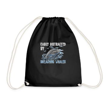 Whale watching distracted by immersion - Drawstring Bag - black - Front