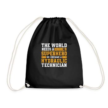 Funny hydraulic superhero A legend of the - Drawstring Bag - black - Front