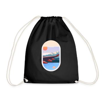 Airplane Window Travel Landscape Nature - Drawstring Bag - black - Front