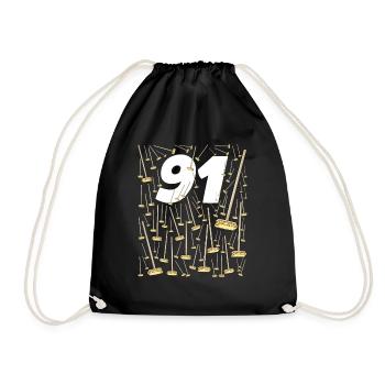 91 brooms birthday gift idea - Drawstring Bag - black - Front