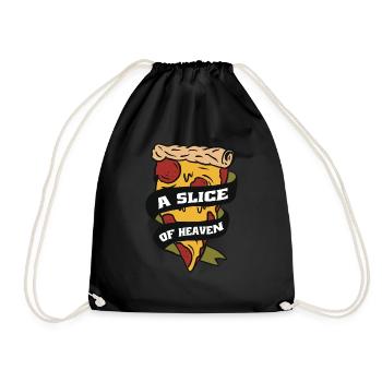 A Slice of Heaven Pizza Favorite Fat Food - Drawstring Bag - black - Front