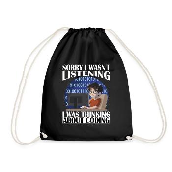 Sorry, I was thinking of coding - Drawstring Bag - black - Front