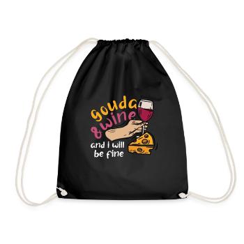 Gouda cheese - Drawstring Bag - black - Front