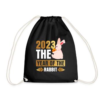 2023 The year of the rabbit Chinese Zodiac - Drawstring Bag - black - Front