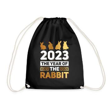 2023 The year of the rabbit Chinese Zodiac - Drawstring Bag - black - Front