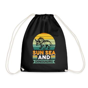 Sun, Sea and Dinosaurs - Drawstring Bag - black - Front