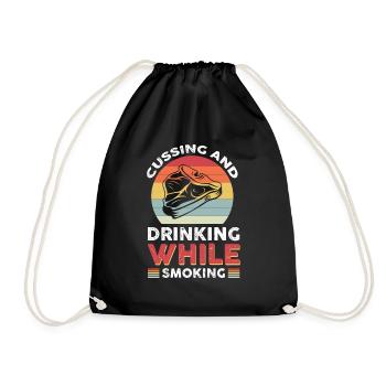 Cussing and drinking while smoking - Drawstring Bag - black - Front
