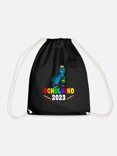 Schulkind 2023 1. Klasse Einschulung Dino - Turnbeutel - Schwarz