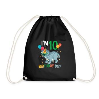 I'm 10 Birthday Boy Triceratops 10 Year 10th - Turnbeutel - Schwarz - Vorne