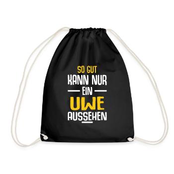 Uwe Vorname Name Geburtstag - Turnbeutel - Schwarz - Vorne