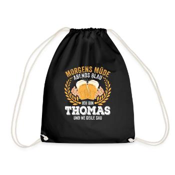 Thomas Vorname Name Geburtstag Bier saufen - Turnbeutel - Schwarz - Vorne