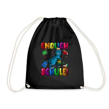 Endlich Schule Einschulung Grundschule 1. Klasse - Turnbeutel - Schwarz - Vorne