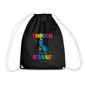 Endlich Schule Einschulung Grundschule 1. Klasse - Turnbeutel - Schwarz - Vorne