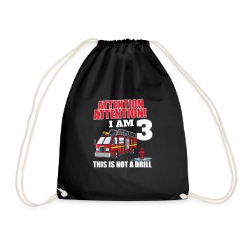 Attention I'm 3 Pompier camion 3 ans 3e - Sac de sport léger - noir - Devant