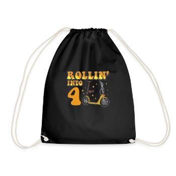 Rollin Into 4 Elektroroller 4. Geburtstag - Turnbeutel - Schwarz - Vorne