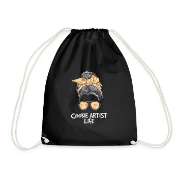 Awesome Messy Bun Cookies For A Cookie Decorating - Drawstring Bag - black - Front