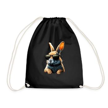 Lapin cool avec des lunettes de soleil - Sac de sport léger - noir - Devant