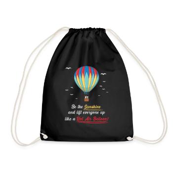 Heißluftballon & Ballon Fahrer Geschenk - Turnbeutel - Schwarz - Vorne
