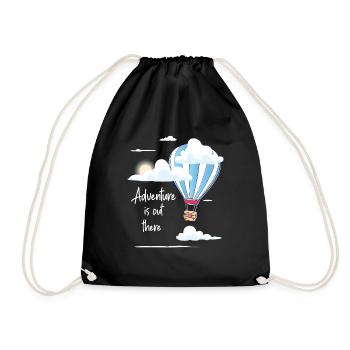 Heißluftballon & Ballon Fahrer Geschenk - Turnbeutel - Schwarz - Vorne