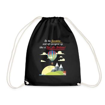 Heißluftballon & Ballon Fahrer Geschenk - Turnbeutel - Schwarz - Vorne