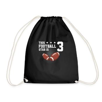 Football Star 3 American Football 3 Year Old 3rd - Drawstring Bag - black - Front