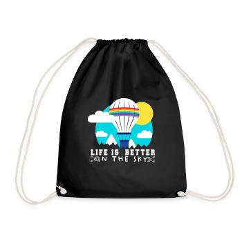 Heißluftballon & Ballon Fahrer Geschenk - Turnbeutel - Schwarz - Vorne