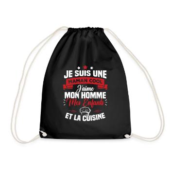Une maman cool j'aime mon homme et la cuisine - Sac de sport léger - noir - Devant