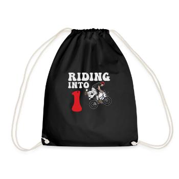 Riding Into 1 BMX Racing Bike 1 Year Old 1st - Drawstring Bag - black - Front
