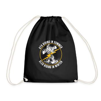 ATV Riding in Summer Sled Riding In Winter - Drawstring Bag - black - Front