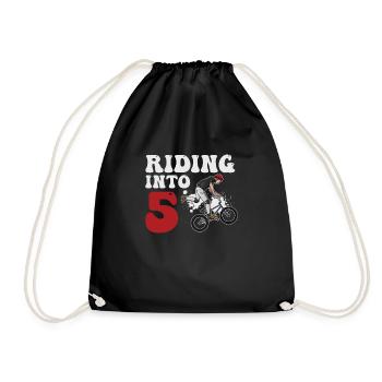 Riding Into 5 BMX Racing Bike 5 Year Old 5th - Drawstring Bag - black - Front