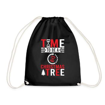 Time, a Christmas tree gift humor - Drawstring Bag - black - Front