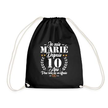 Je suis marié depuis 10 ans, Cadeau 10 mariage - Sac de sport léger - noir - Devant