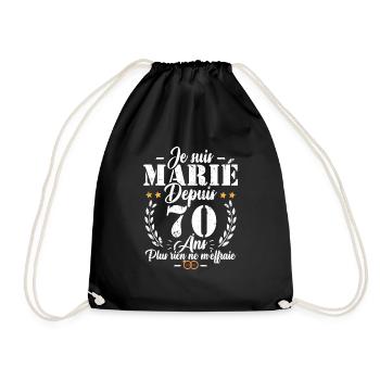 Je suis marié depuis 70 ans, Cadeau 70 mariage - Sac de sport léger - noir - Devant