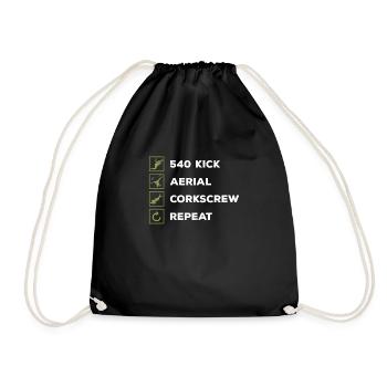 Tricking 540 Kick Aerial Corkscrew Repeat - Drawstring Bag - black - Front