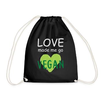 Vegan Fleischlos Tierlieb & Veganer - Turnbeutel - Schwarz - Vorne