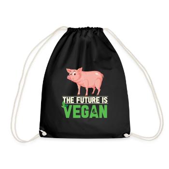 Vegan Fleischlos Tierlieb & Veganer - Turnbeutel - Schwarz - Vorne