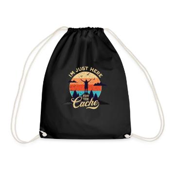 Geocaching - Im Just Here For The Cache - Drawstring Bag - black - Front
