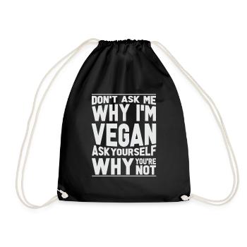 Vegan Fleischlos Tierlieb & Veganer - Turnbeutel - Schwarz - Vorne