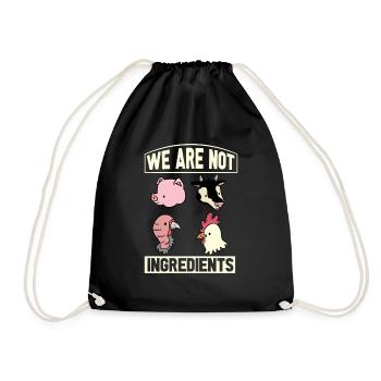 Vegan Fleischlos Tierlieb & Veganer - Turnbeutel - Schwarz - Vorne
