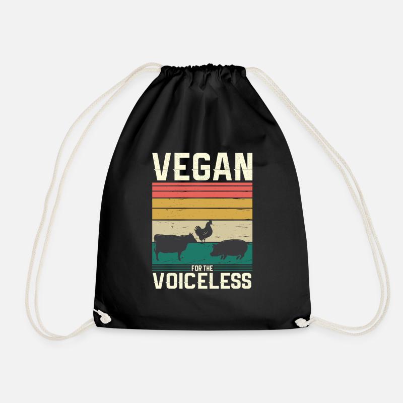 Vegan Fleischlos Tierlieb & Veganer - Turnbeutel - Schwarz