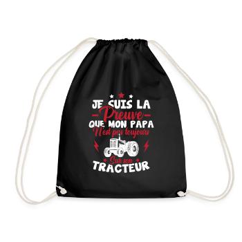 Preuve que mon papa tracteur, Papa agriculteur - Sac de sport léger - noir - Devant