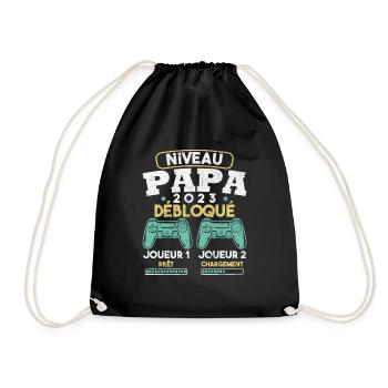 Niveau papa débloqué futur père 2023 - Sac de sport léger - noir - Devant