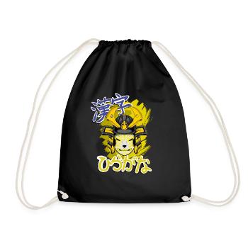 Kitsun Vaporwave Japanese Kami Vaporwave Kitsune - Drawstring Bag - black - Front