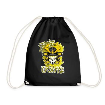 Kitsun Vaporwave Japanese Kami Vaporwave Kitsune - Drawstring Bag - black - Front
