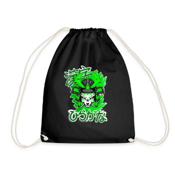 Kitsun Vaporwave Japanese Kami Vaporwave Kitsune - Drawstring Bag - black - Front