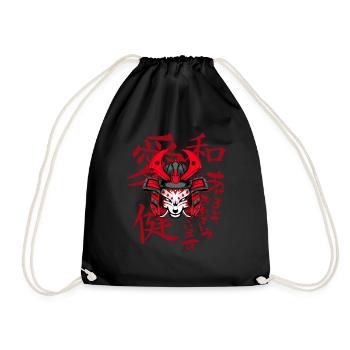 Kitsun Vaporwave Japanese Kami Vaporwave Kitsune - Drawstring Bag - black - Front